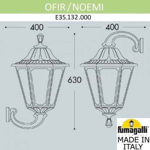 Настенный фонарь уличный Fumagalli Noemi E35.132.000.WYH27