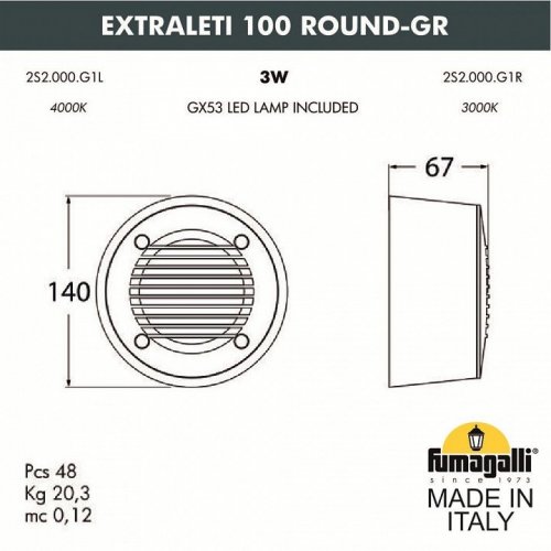 Встраиваемый светильник уличный Fumagalli Leti 2S2.000.000.AYG1L