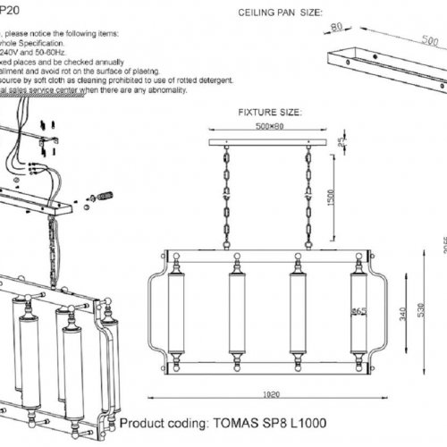 Подвесная люстра Crystal Lux TOMAS SP8 L1000 BRASS