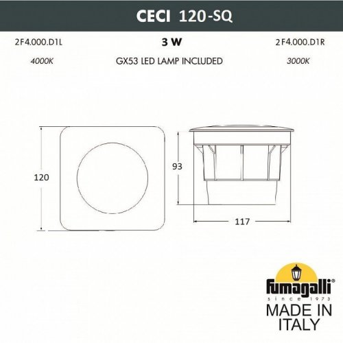 Встраиваемый светильник уличный Fumagalli CECI 2F4.000.000.AXG1L