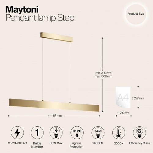 Подвесной светодиодный светильник Maytoni Step P010PL-L30G3K