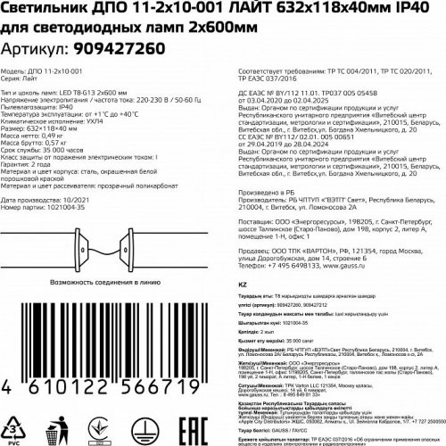 Настенно-потолочный светильник Gauss 909427260