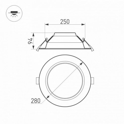 Встраиваемый светодиодный светильник Arlight IM-Cyclone-R280-40W Day4000 023219(2)