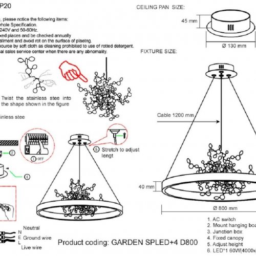 Подвесная люстра Crystal Lux GARDEN SPLED+4 D800 CHROME