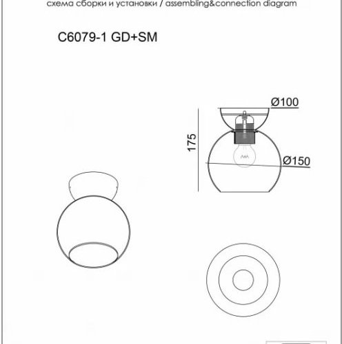 Потолочный светильник Mono C6079-1 BK+SM