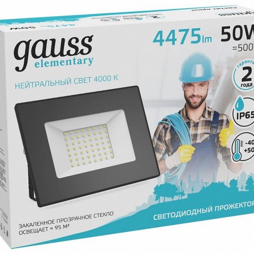 Прожектор светодиодный Gauss Elementary 50W 4000К 613100250