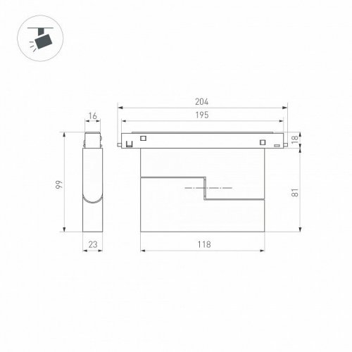 Трековый светодиодный светильник Arlight MAG-ORIENT-FLAT-FOLD-S195-6W Day4000 035852(1)